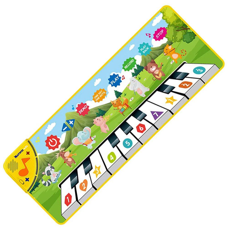 Coolplay 110x36cm tapete de piano musical para crianças teclado de chão tapete de dança com 8 sons de animais tapete de bebê brinquedos educativos