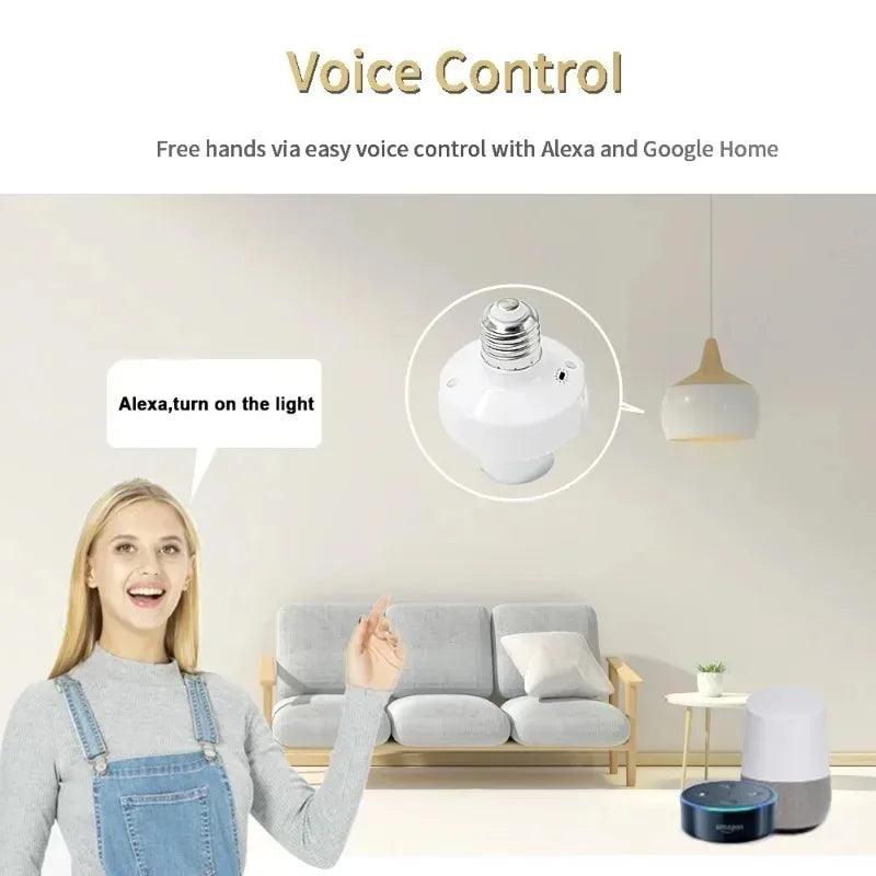 Ewelink Smart WiFi Lamp Holder, Led Night Light Socket, Bulb Adapter Socket, Work with Alexa, Google Home, Voice Control, E27