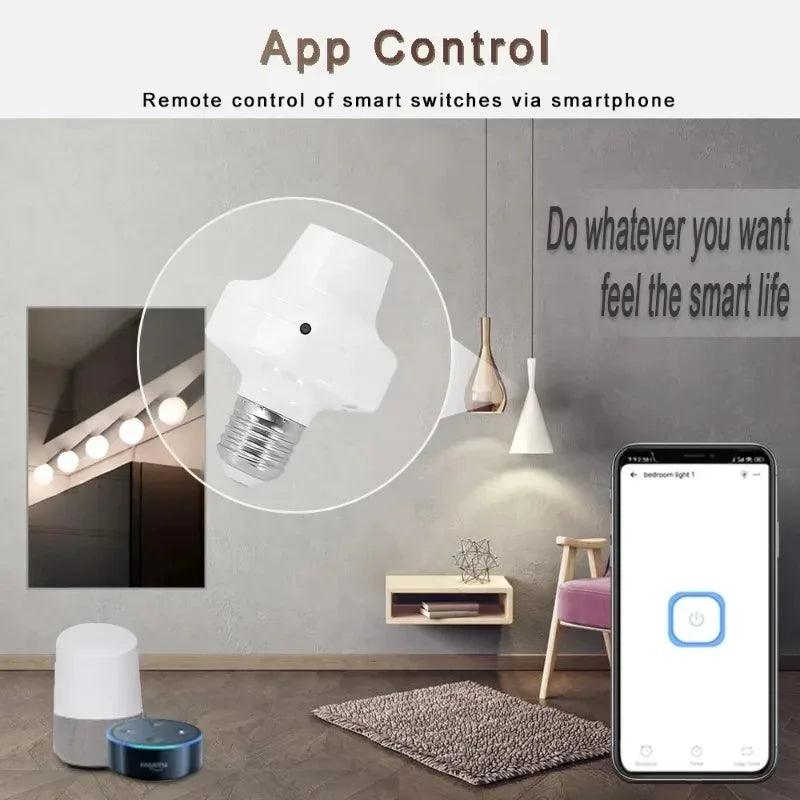 Ewelink Smart WiFi Lamp Holder, Led Night Light Socket, Bulb Adapter Socket, Work with Alexa, Google Home, Voice Control, E27