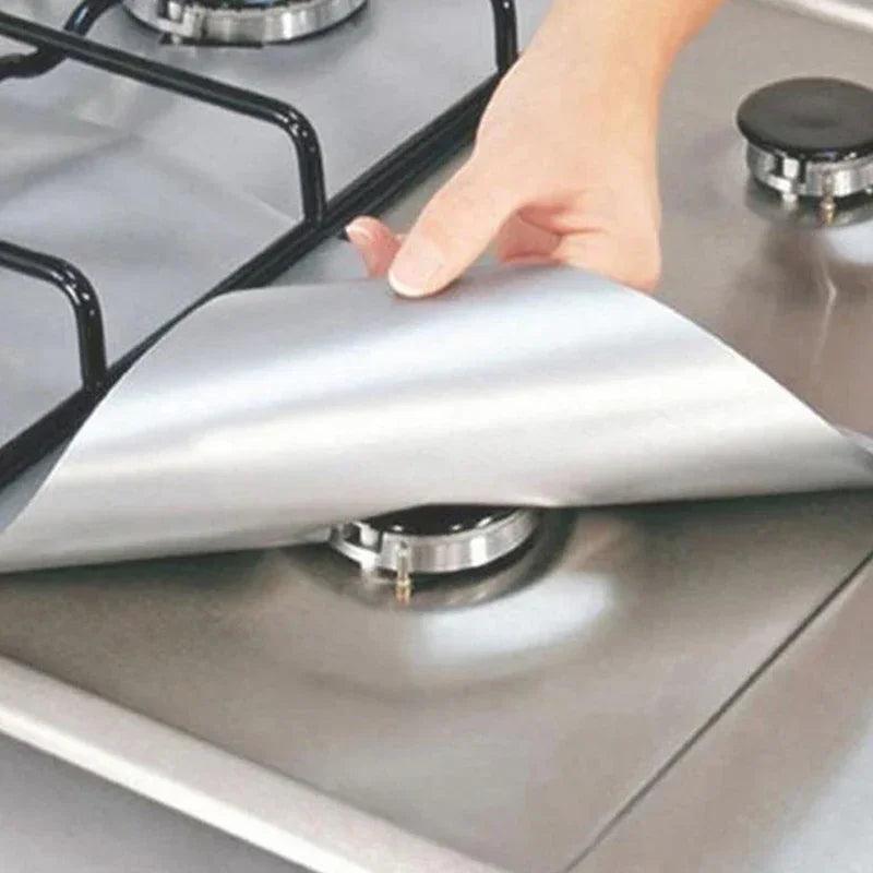 Praça Foil Gás Hob Protector Liner, Easy Clean Reutilizável Protection Pad, Fogão a Gás Fogão Protector, Acessórios de cozinha, 1 Pc, 2 Pcs, 4Pcs