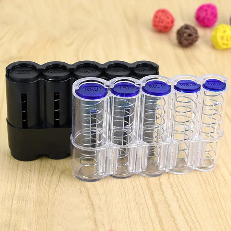 Car Storage Coins Purse Saving Box for Euro Coin Bank Holder Case Wallet Plastic Holders Money Boxes Safe Cash Organizer