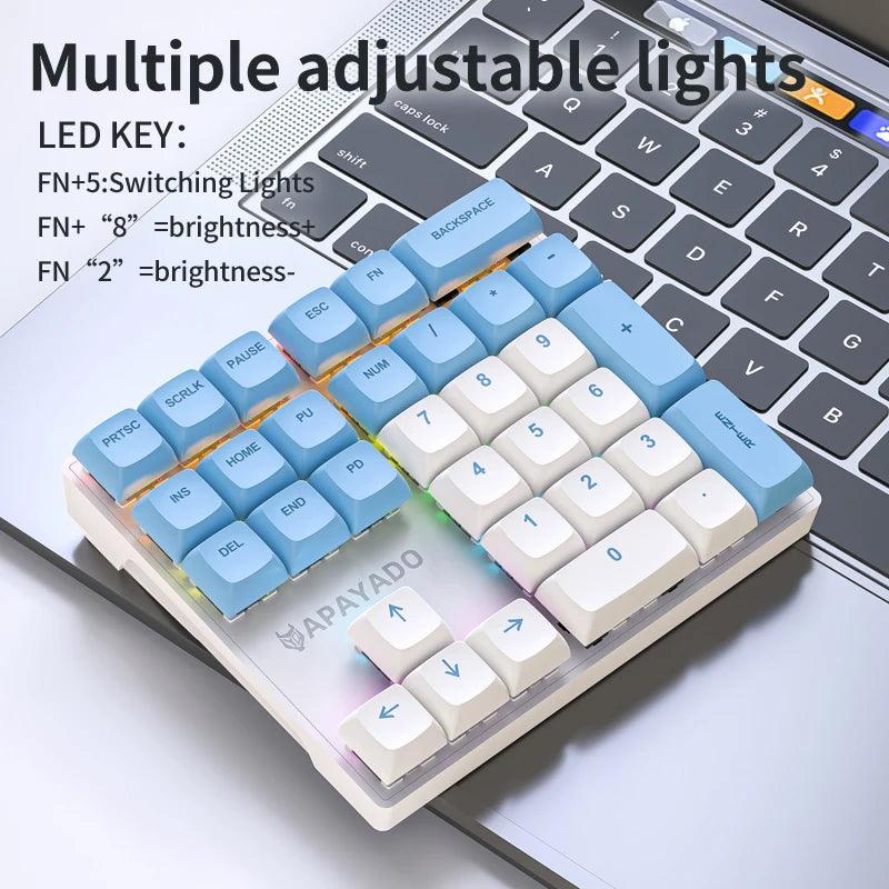 APAYADO-K33 Mini Numeric Keypad, Blue Mechanical Axis, RGB, PBT Keycaps, Fit for Government, Engineering, Tax, K33