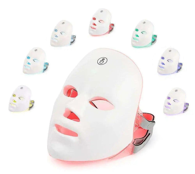 Máscara Facial LED Recarregável, Terapia de Fótons PDT, Refirmamento e Clareamento da Pele, Beauty Face Machine, PDT Treatment Light, 7 cores