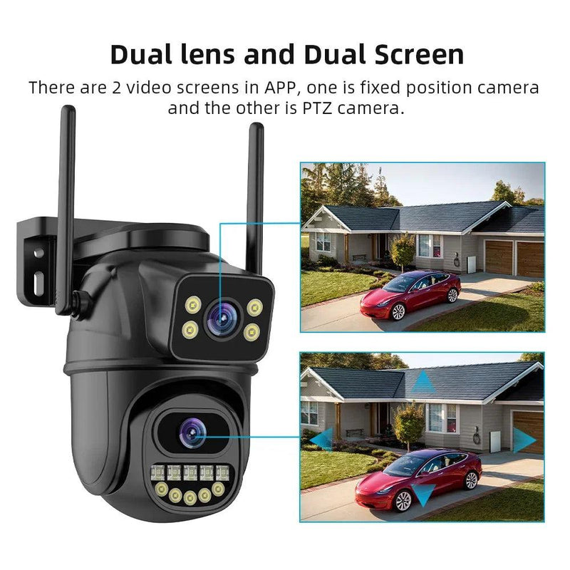 Outdoor Security PTZ IP Surveillance Camera, WiFi, Dual Lens, 4X Digital Zoom, AI Human Detection, ONVIF, 4K, 8MP