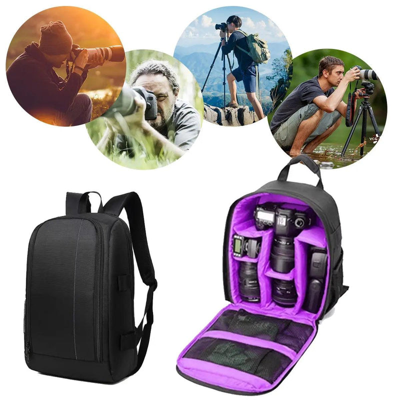 Bolsa multifuncional para câmera para Nikon, Canon, lente digital, mochila de fotografia ao ar livre, leve, tecido impermeável, grande capacidade