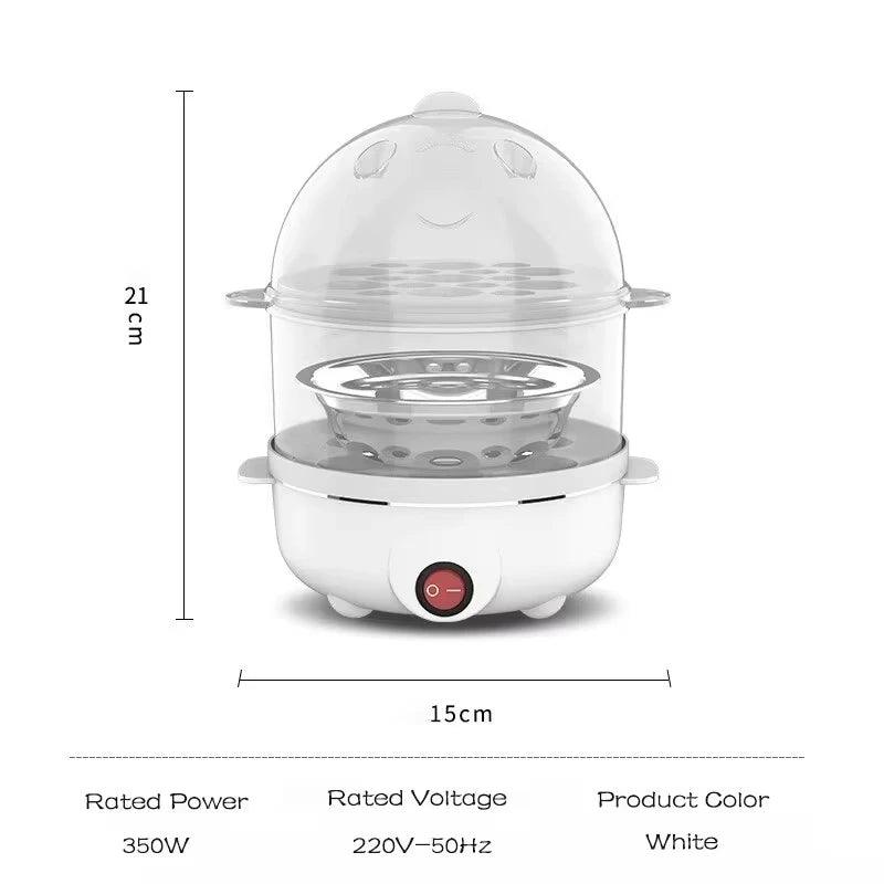 Hervidor de huevos eléctrico multifuncional de 220V, minivaporizador de doble capa, máquina de desayuno para cocina