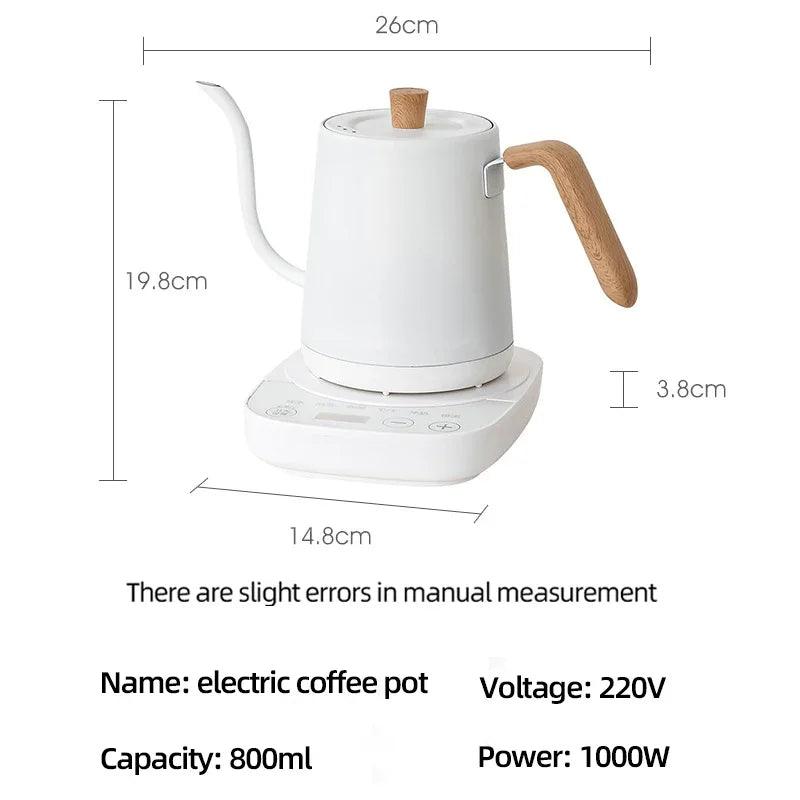 Chaleira Elétrica Gooseneck, Cafeteira, Bule Inteligente, Controle de Temperatura, Aquecimento Rápido, 800ml, 1000W, 110V, 220V