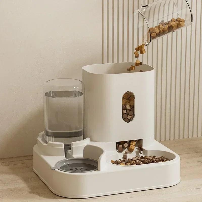 Alimentador automático gato cão tigela de comida com fonte de água pet grande capacidade levantado suporte prato tigela para gato bebedor acessórios