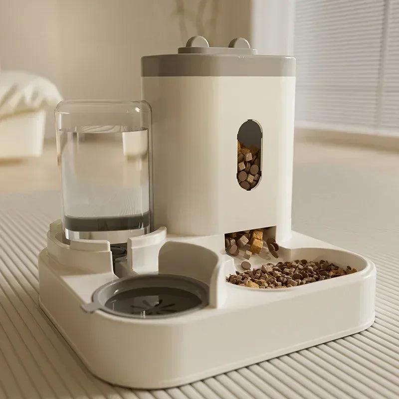 Alimentador automático gato cão tigela de comida com fonte de água pet grande capacidade levantado suporte prato tigela para gato bebedor acessórios