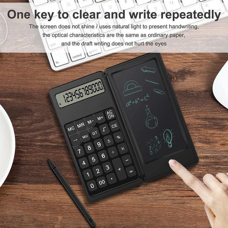 Portable Calculator 12 Digit Display 6 Inch Scientific Calculator with Digital Writing Tablet with Stylus Pen Erase Button for Office Students