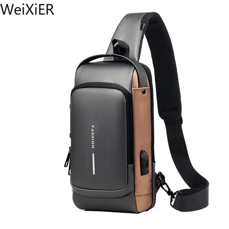 Bolso de hombro multifuncional antirrobo USB para hombres, bolso cruzado para hombres, paquete de mensajero, bolsos de pecho con honda de viaje, paquete cruzado