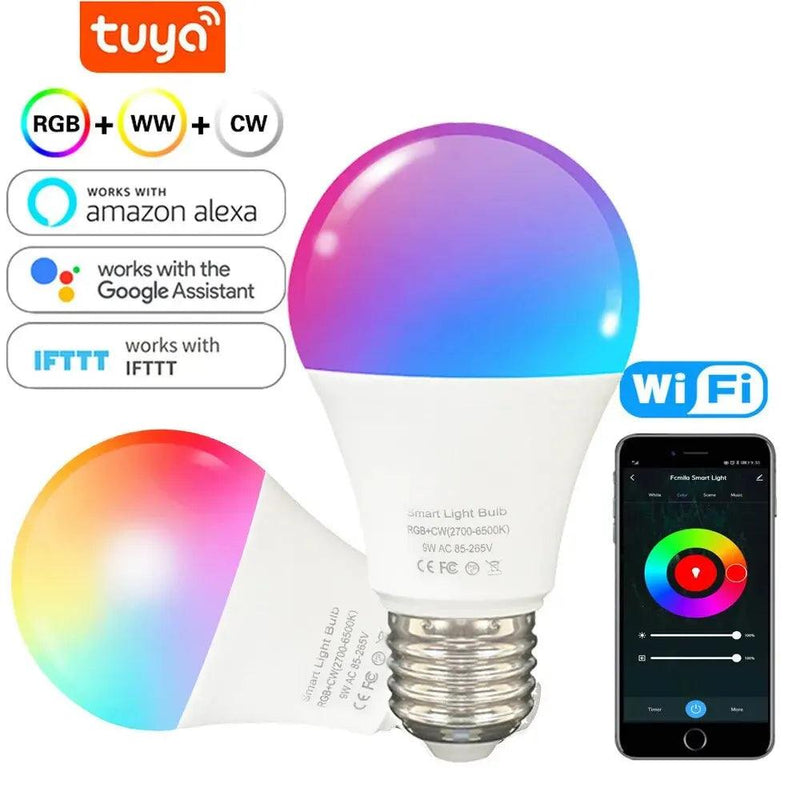 Bombillas LED E27 Wifi Bluetooth RGB 110V 220V Tuya bombillas inteligentes foco para el hogar Alice Alexa asistente de Google