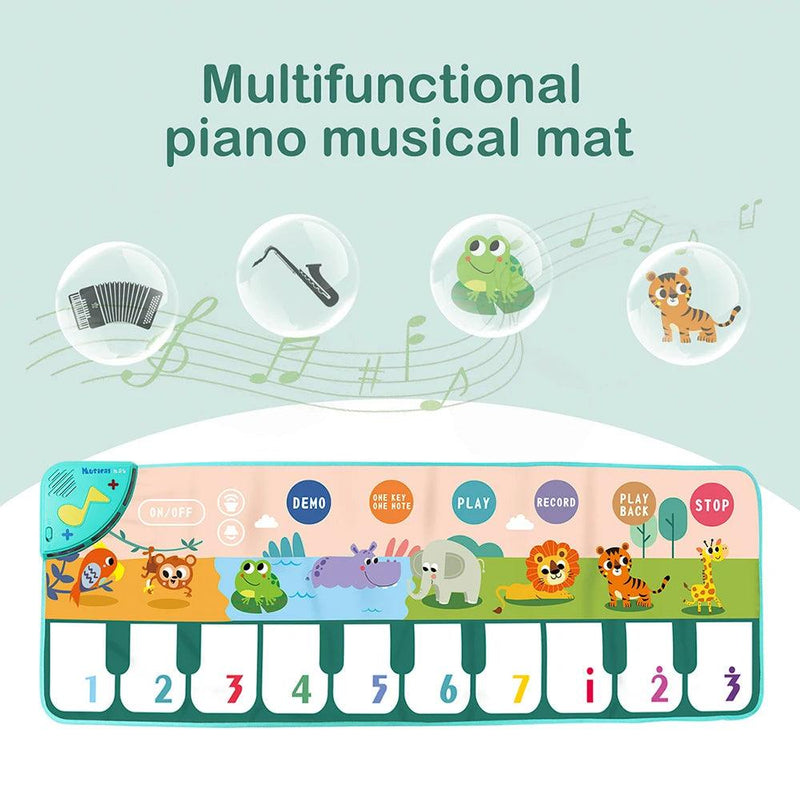 Coolplay 110x36cm tapete de piano musical para crianças teclado de chão tapete de dança com 8 sons de animais tapete de bebê brinquedos educativos