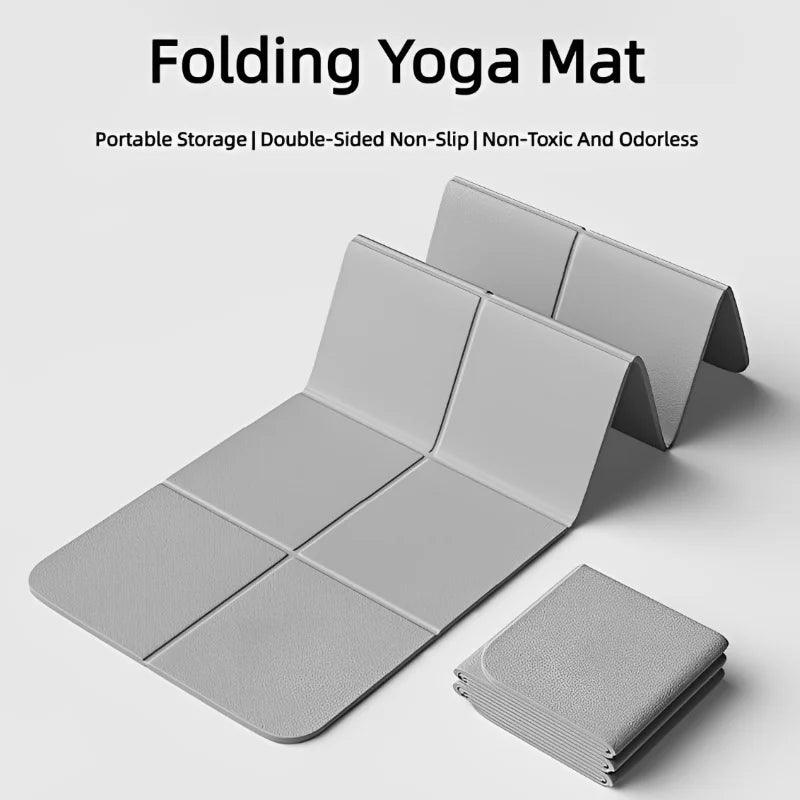 Foldable Yoga Mat for Travel, Eco Friendly, TPE Folding, Fitness Exercise, Double Sided, Non-Slip, Pilates and Floor Exercise