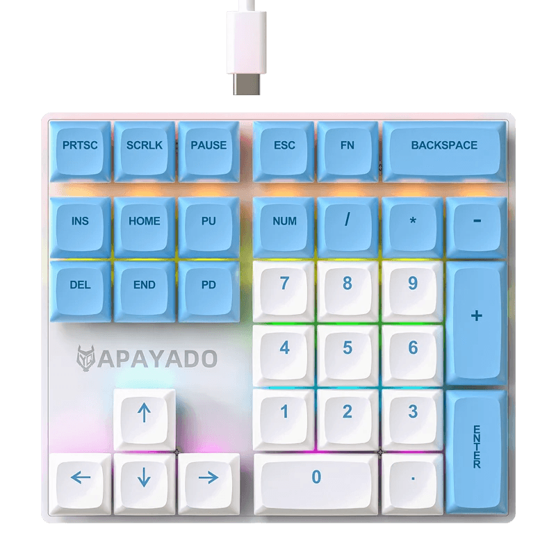 APAYADO-K33 Mini Numeric Keypad, Blue Mechanical Axis, RGB, PBT Keycaps, Fit for Government, Engineering, Tax, K33