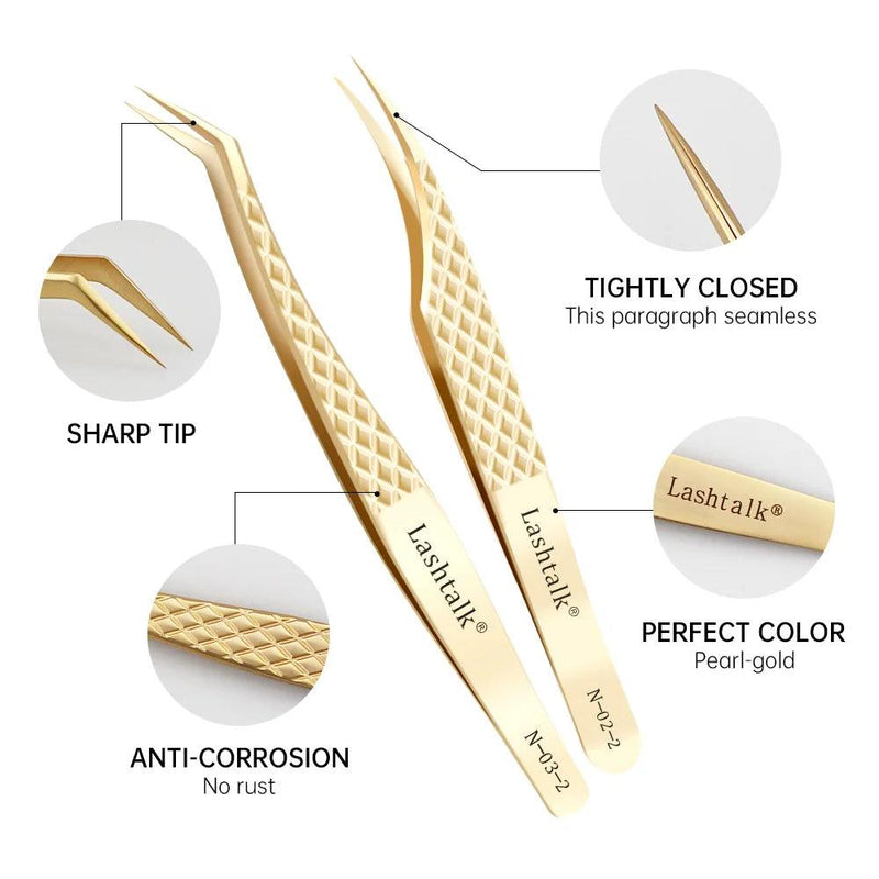 Lashtalk-Pinças de Extensão Cílios, Ferramentas de Maquiagem de Nagaraku, Aço Inoxidável, Volume Não-magnético, Cílios Falsos Suprimentos, Precisa