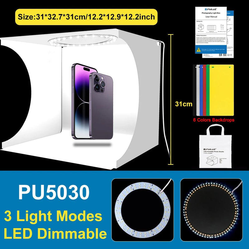 Mini panel LED para iluminación de fotografía, luz portátil, kit de caja de tienda de campaña, 2 fondos, 20 cm, 8,7 pulgadas, 1100 lm, 550 lm