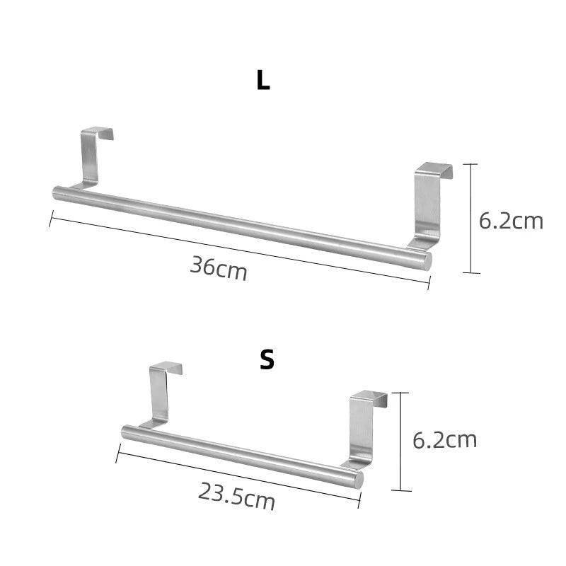 Toalheiro de aço inoxidável para banheiro, barra de toalha, suporte suspenso, armário de cozinha, branco, pano de toalha preto, cabide de prateleira, 1 Pc, 2Pcs