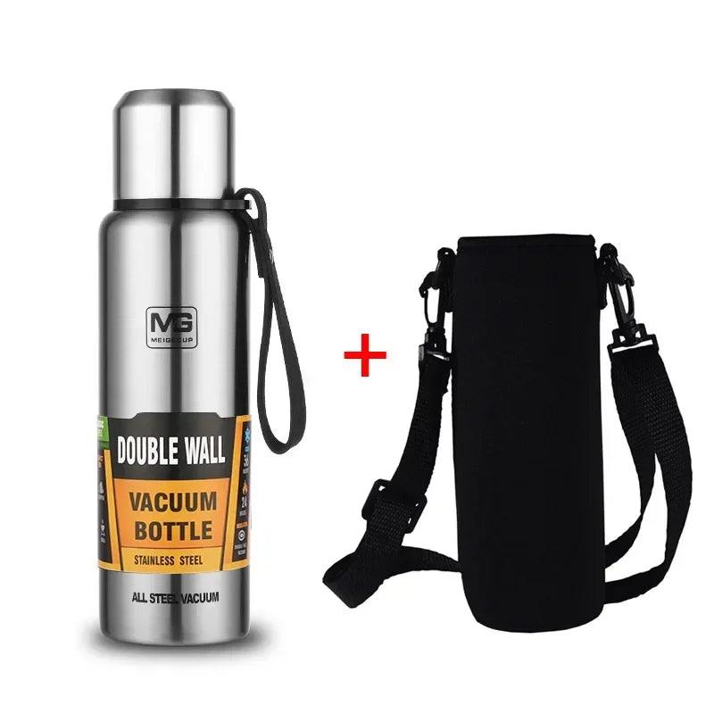 Large Capacity Stainless Steel Thermos Bottle Portable Flask Insulated Bottle with Rope 500/700/1000/1500ml