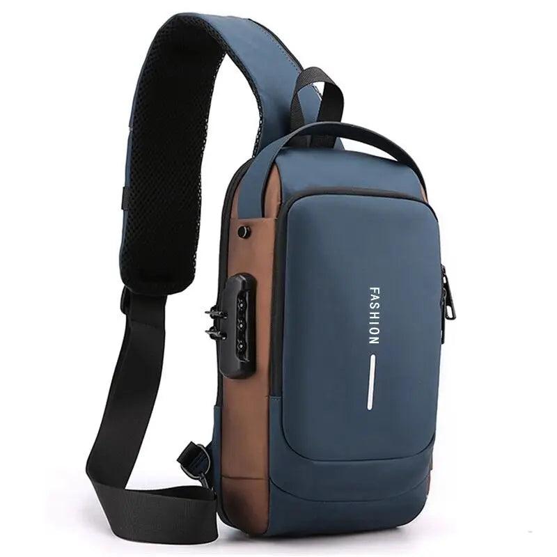 Bolso de hombro multifuncional antirrobo USB para hombres, bolso cruzado para hombres, paquete de mensajero, bolsos de pecho con honda de viaje, paquete cruzado