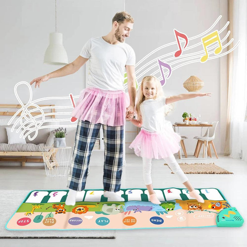 Coolplay 110x36cm tapete de piano musical para crianças teclado de chão tapete de dança com 8 sons de animais tapete de bebê brinquedos educativos