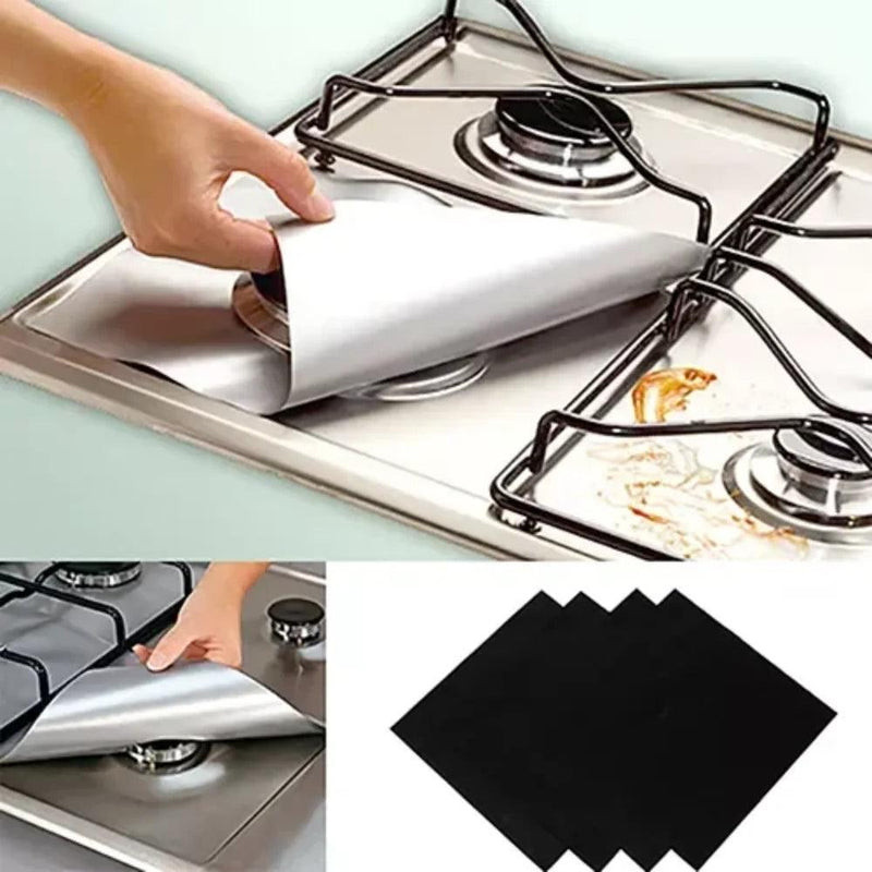 Praça Foil Gás Hob Protector Liner, Easy Clean Reutilizável Protection Pad, Fogão a Gás Fogão Protector, Acessórios de cozinha, 1 Pc, 2 Pcs, 4Pcs