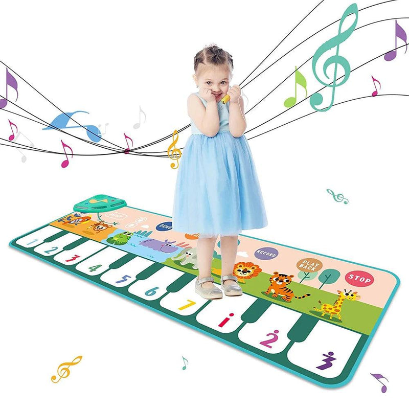 Coolplay 110x36cm tapete de piano musical para crianças teclado de chão tapete de dança com 8 sons de animais tapete de bebê brinquedos educativos