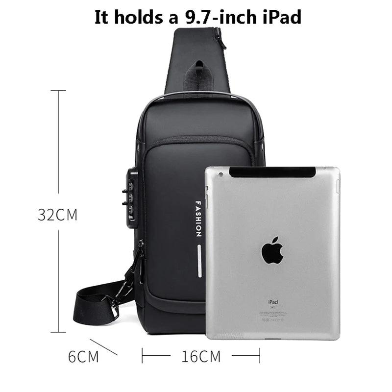 Bolso de hombro multifuncional antirrobo USB para hombres, bolso cruzado para hombres, paquete de mensajero, bolsos de pecho con honda de viaje, paquete cruzado