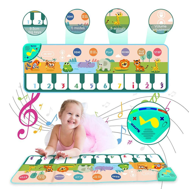 Coolplay 110x36cm tapete de piano musical para crianças teclado de chão tapete de dança com 8 sons de animais tapete de bebê brinquedos educativos