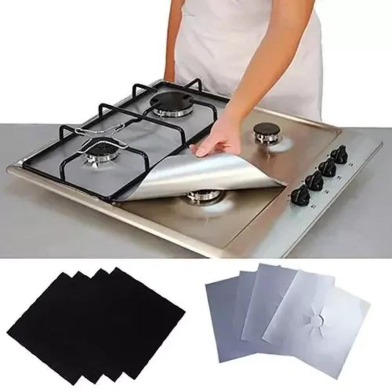 Praça Foil Gás Hob Protector Liner, Easy Clean Reutilizável Protection Pad, Fogão a Gás Fogão Protector, Acessórios de cozinha, 1 Pc, 2 Pcs, 4Pcs