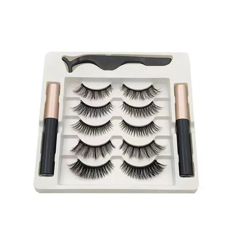 Cílios magnéticos Set, cílios 3D Mink, Natural, cílios artificiais, pinças, 5 pares