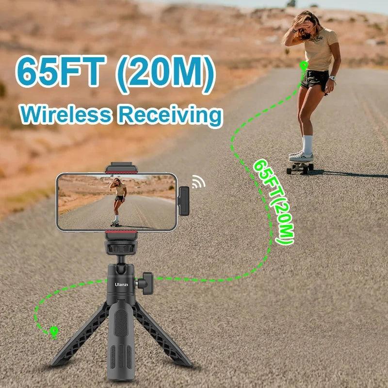 Ulanzi J12 Wireless Lavalier Microphone Set Lapel Mic Short Video Recording Mini Mic for iPhone Android Live Streaming